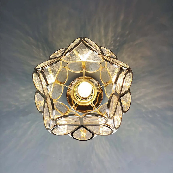 Artystyczna Szklana Lampa sufitowa z motywem kwiatu - FlowerHall-Zielony-D20*H25cm-Trend Polska