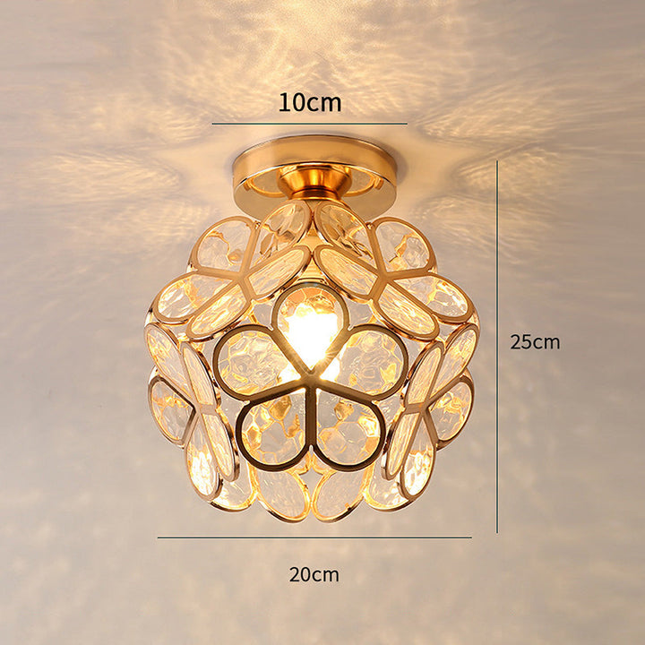 Artystyczna Szklana Lampa sufitowa z motywem kwiatu - FlowerHall-Zielony-D20*H25cm-Trend Polska