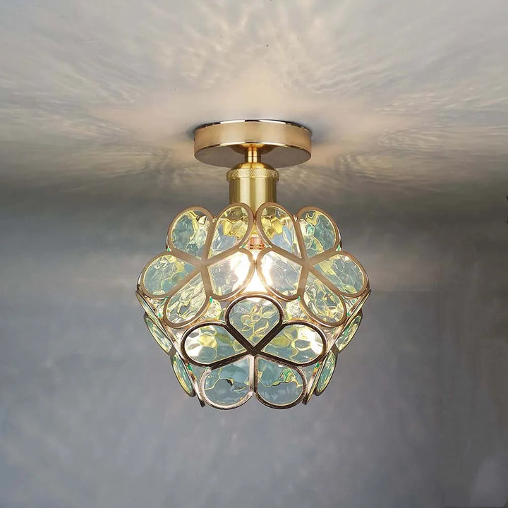 Artystyczna Szklana Lampa sufitowa z motywem kwiatu - FlowerHall-Zielony-D20*H25cm-Trend Polska