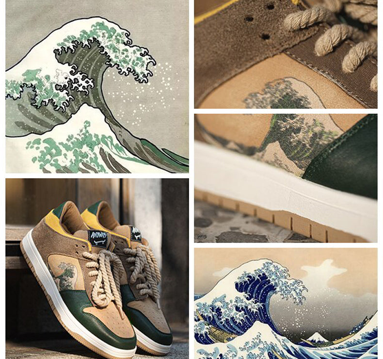 Artystyczne damskie i męskie sneakersy na platformie z motywem fal – Daiki-EU35-Trend Polska