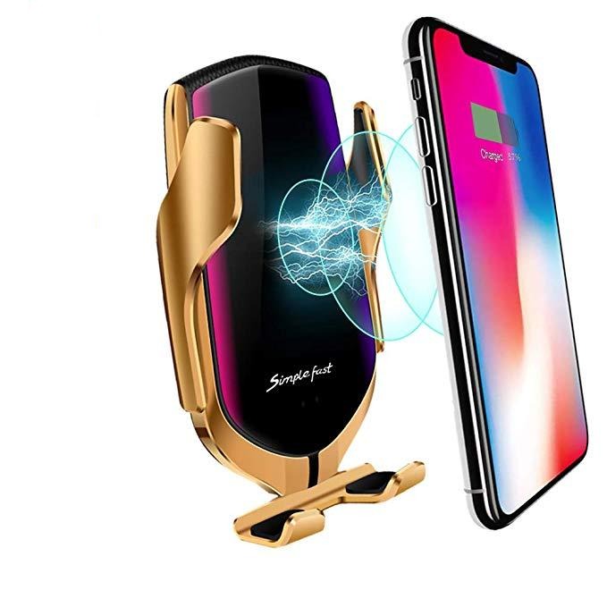 Automatyczny uchwyt na telefon z bezprzewodowym ładowaniem – GripCharge-Złoto-Trend Polska