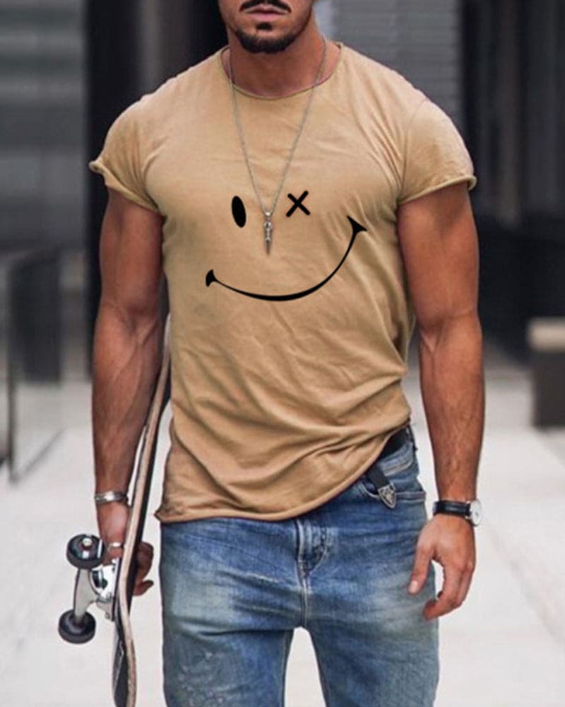 Bawełniana męska koszulka - Arlo-Khaki-S-Trend Polska