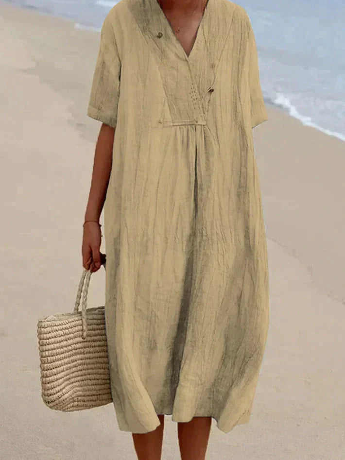 Bawełniana Sukienka Letnia - Aria-Khaki-S-Trend Polska