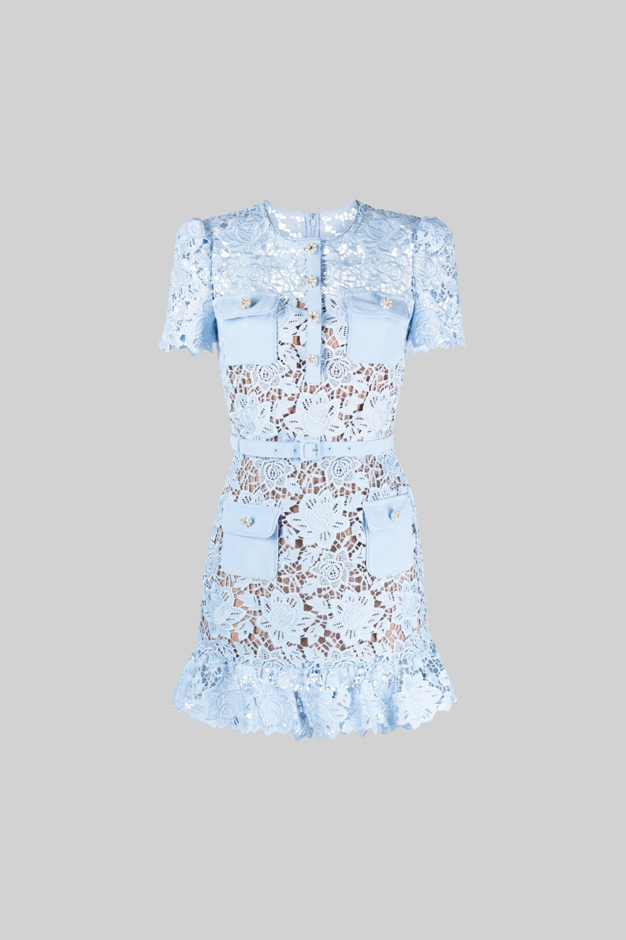 Bestickowana letnia mini sukienka z paskiem w talii – Alina-S-Trend Polska