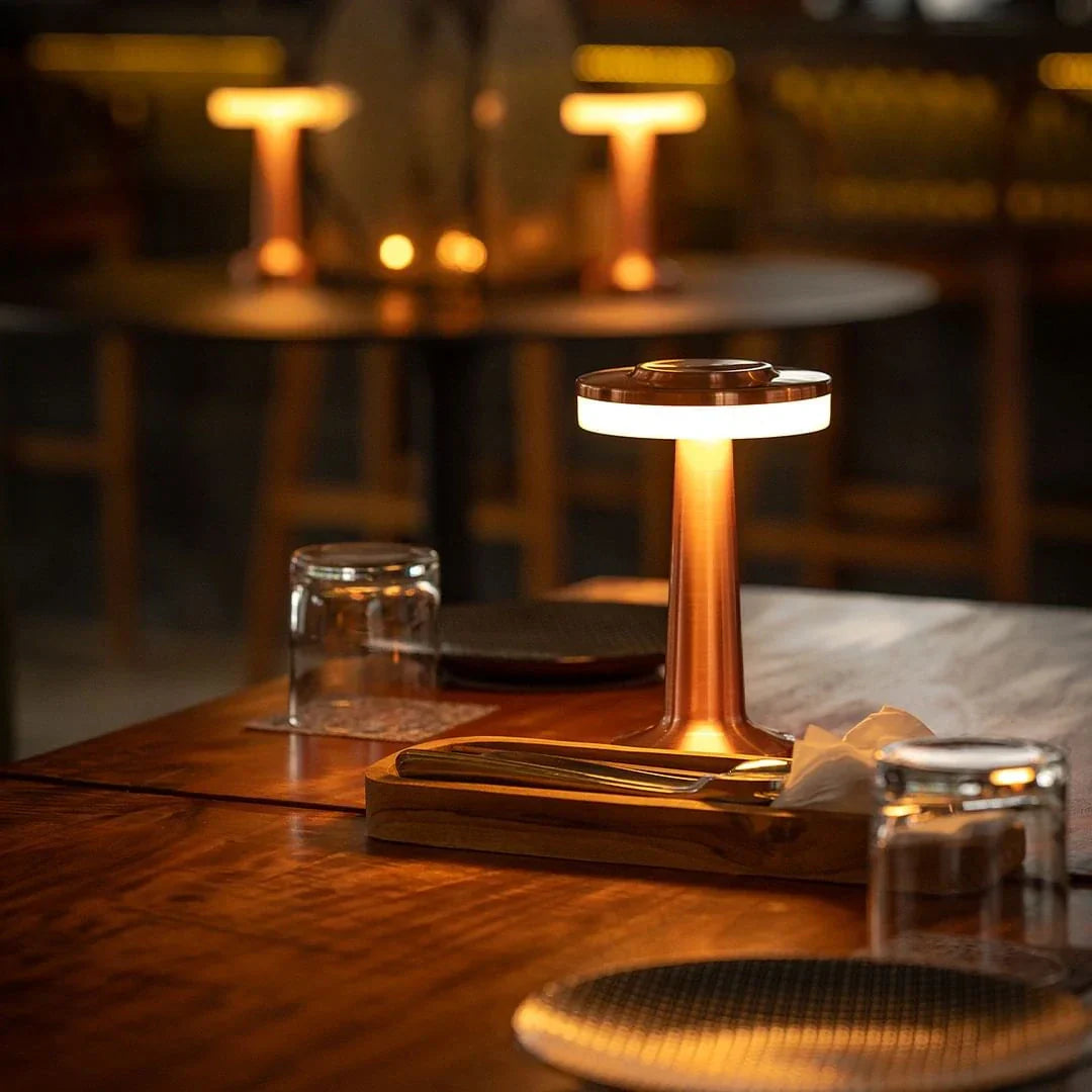 Bezprzewodowa lampa stołowa w stylu retro - LumiBar-Różowe złoto-Trend Polska