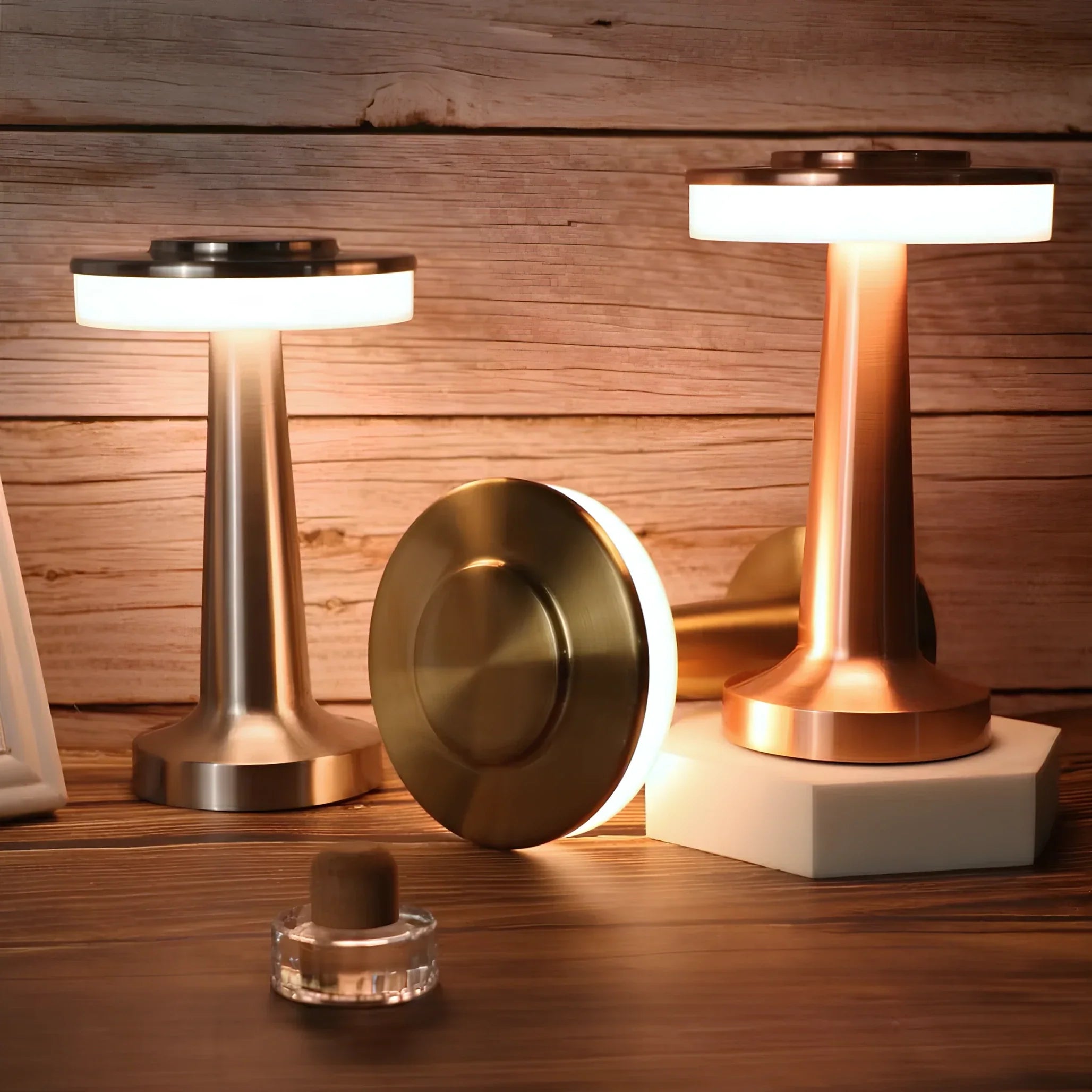 Bezprzewodowa lampa stołowa w stylu retro - LumiBar-Złoto-Trend Polska