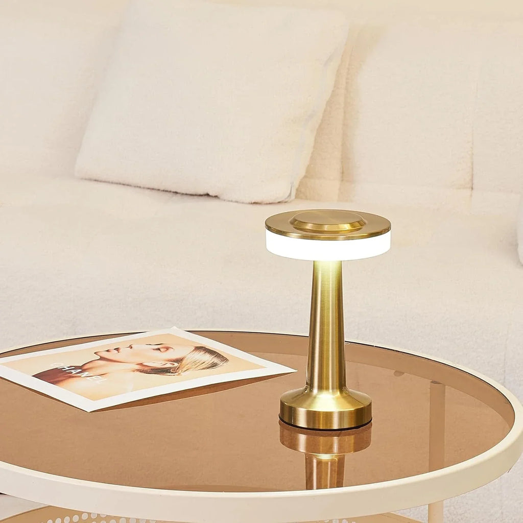 Bezprzewodowa lampa stołowa w stylu retro - LumiBar-Złoto-Trend Polska