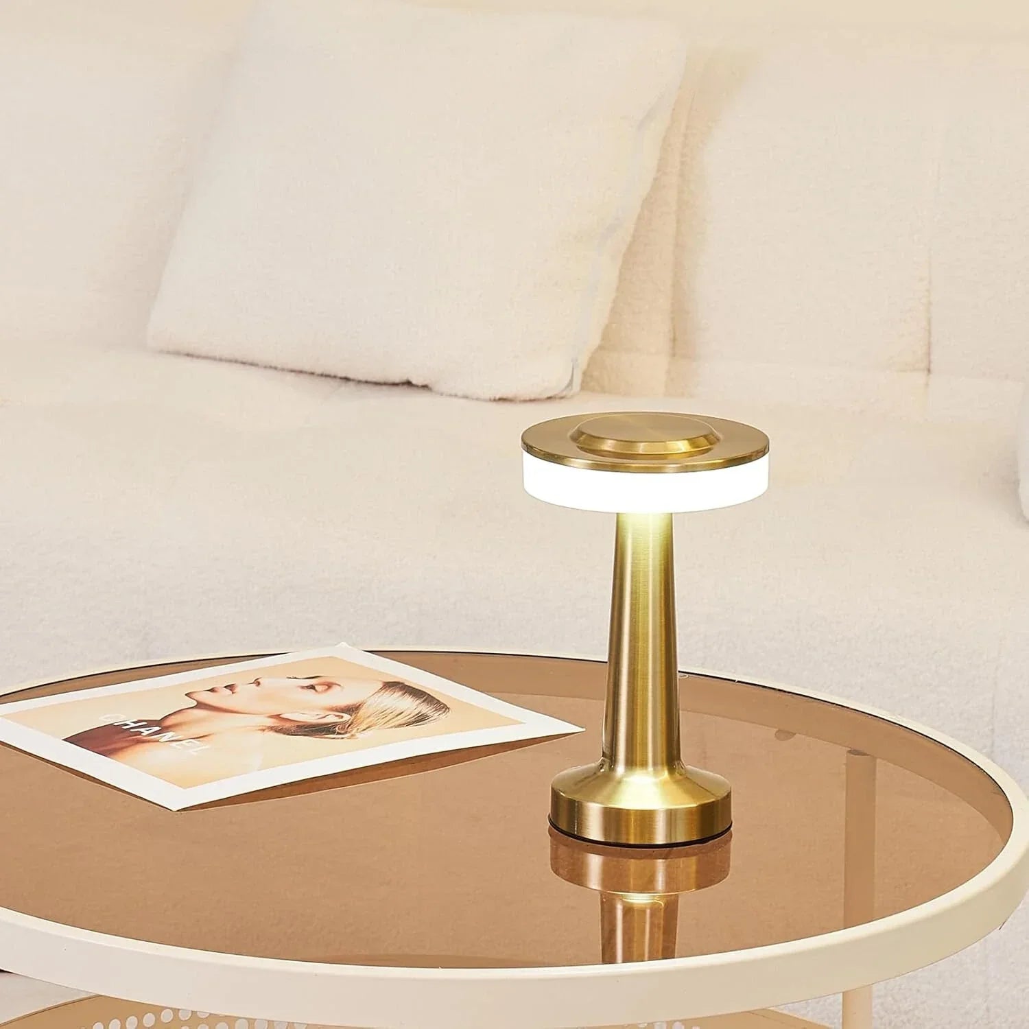 Bezprzewodowa lampa stołowa w stylu retro - LumiBar-Złoto-Trend Polska