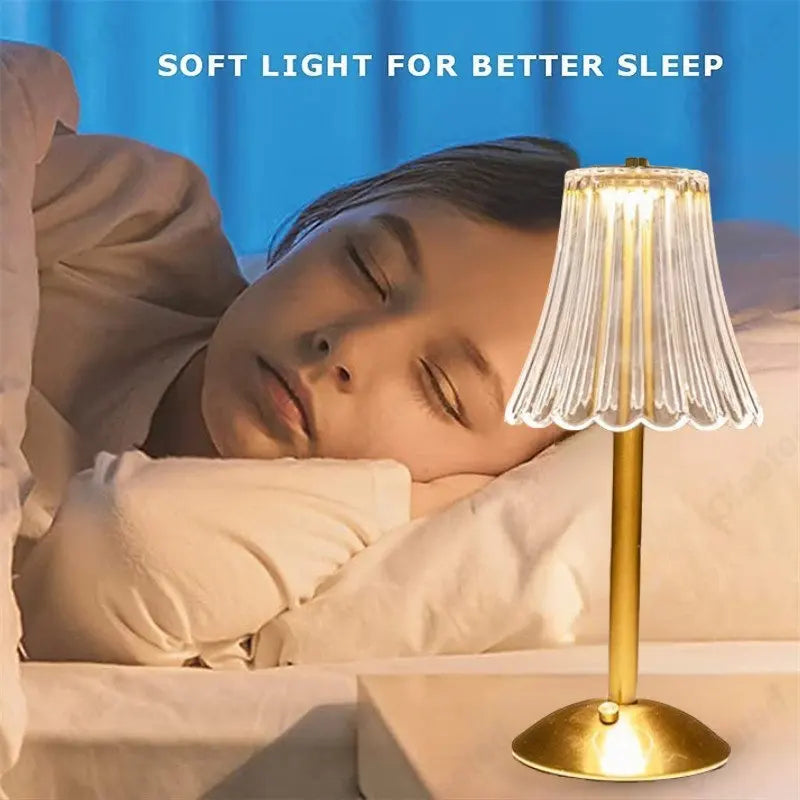 Bezprzewodowa Lampa Stołowa z Kryształową Dekoracją i Przyciemnianym Oświetleniem - GlamLight-Trend Polska