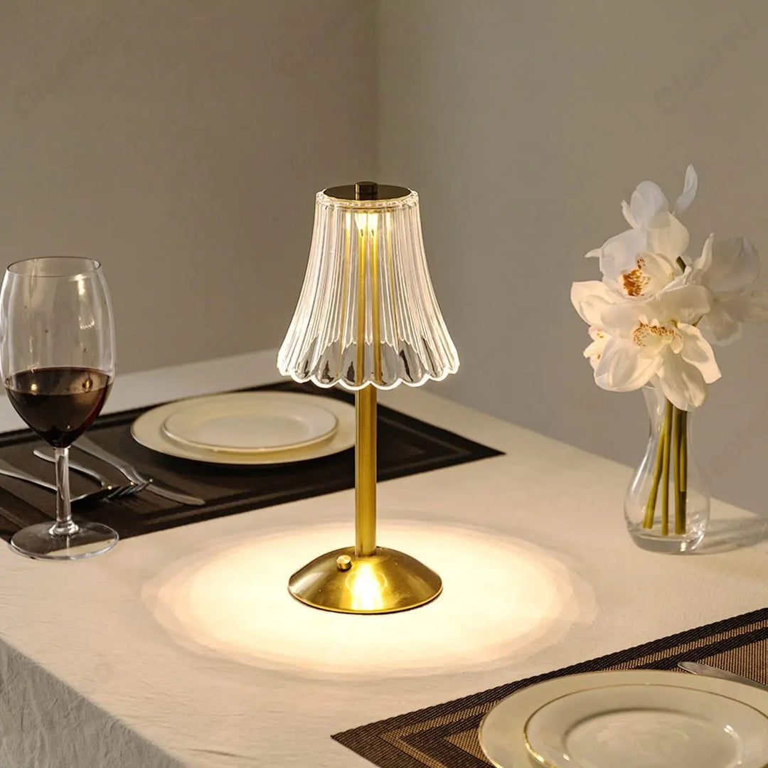 Bezprzewodowa Lampa Stołowa z Kryształową Dekoracją i Przyciemnianym Oświetleniem - GlamLight-Trend Polska