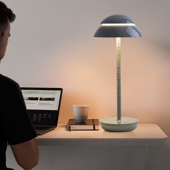 Bezprzewodowa lampa stołowa z wbudowanym oświetleniem LED - GlowBeam-Czarno-białe pasy-Trend Polska