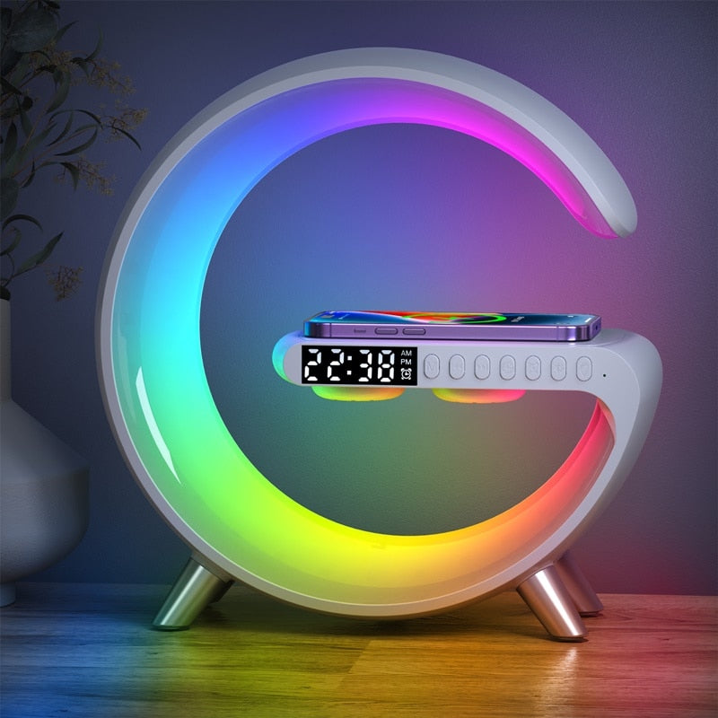 Bezprzewodowa stacja ładująca z głośnikiem - ChargeGlow-Biały-Trend Polska