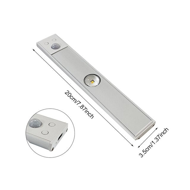 Bezprzewodowy panel LED z czujnikiem ruchu - LumiSense-Srebrny-20cm-Trend Polska