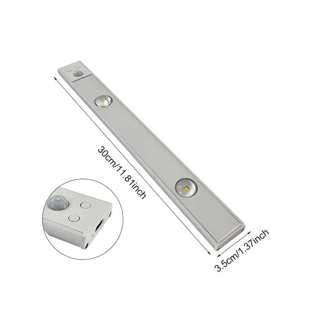Bezprzewodowy panel LED z czujnikiem ruchu - LumiSense-Srebrny-20cm-Trend Polska