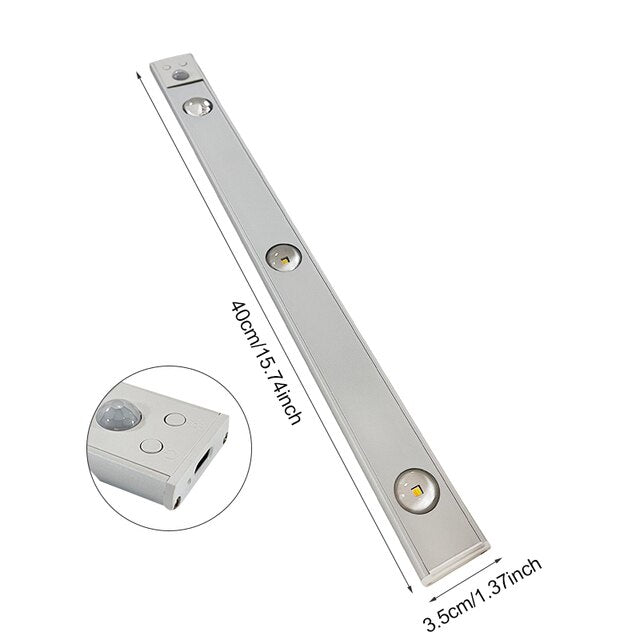 Bezprzewodowy panel LED z czujnikiem ruchu - LumiSense-Srebrny-20cm-Trend Polska