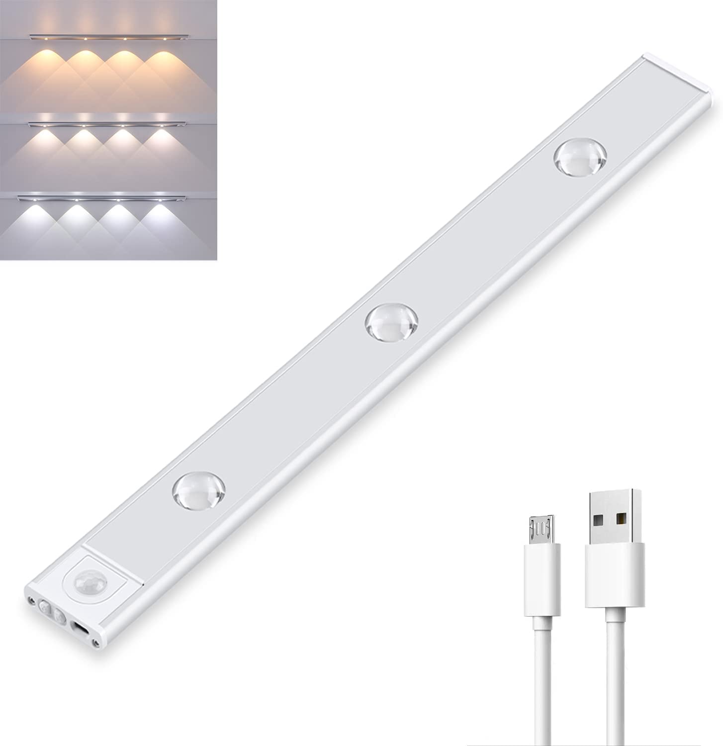 Bezprzewodowy panel LED z czujnikiem ruchu - LumiSense-Srebrny-20cm-Trend Polska