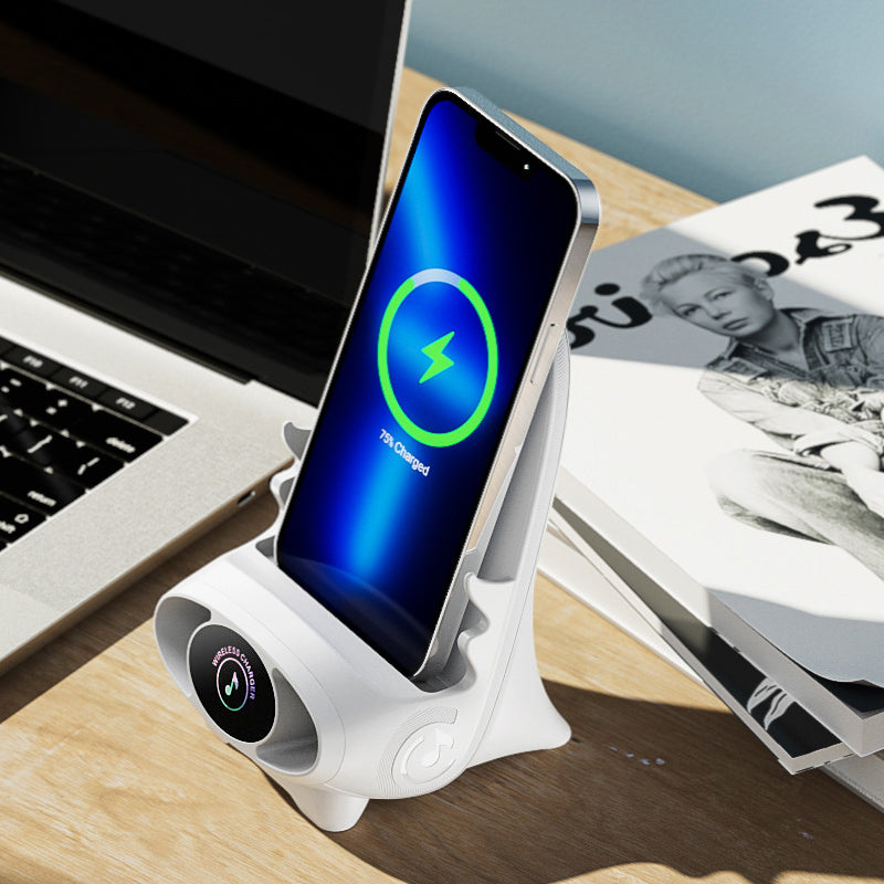 Bezprzewodowy uchwyt na telefon z funkcją szybkiego ładowania 15W - FlexCharge Chair-Biały-Trend Polska