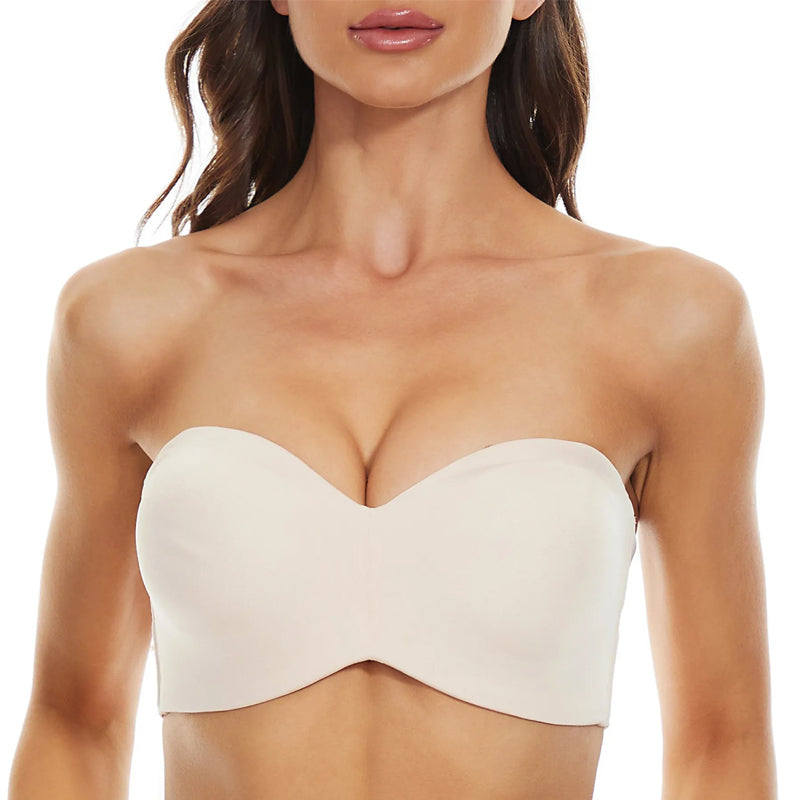 Bezszwowy biustonosz bandeau z odpinanymi ramiączkami – Camille-Beżowy-70-B-Trend Polska