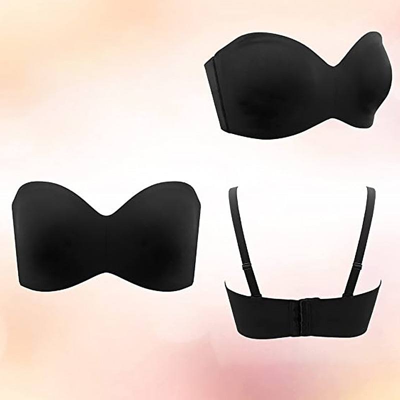 Bezszwowy biustonosz bandeau z odpinanymi ramiączkami – Camille-Czarny-70-B-Trend Polska