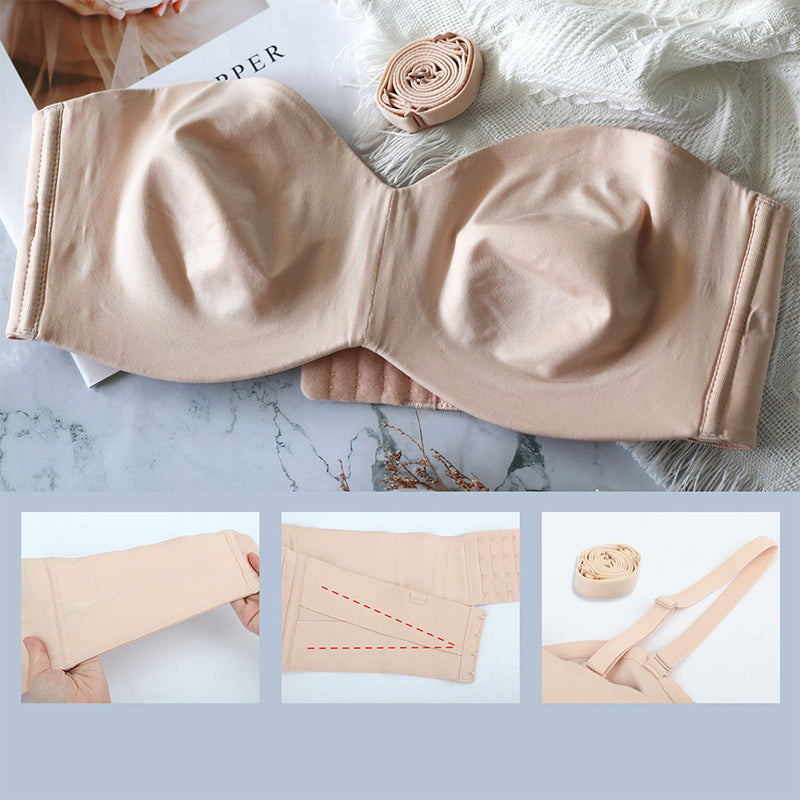 Bezszwowy biustonosz bandeau z odpinanymi ramiączkami – Camille-Czarny-70-B-Trend Polska