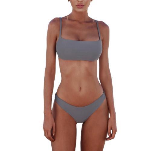 Bikini z regulowanymi ramiączkami i elastycznym krojem – Kaila-Szary-XS-Trend Polska