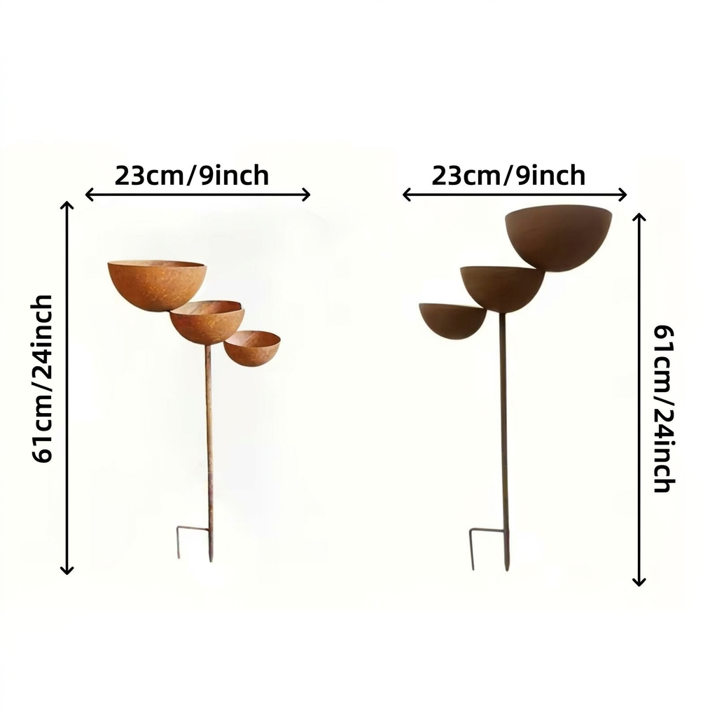 Dwa ujęcia poidełka na białym tle z wymiarami: wysokość 61 cm, szerokość 23 cm 8
