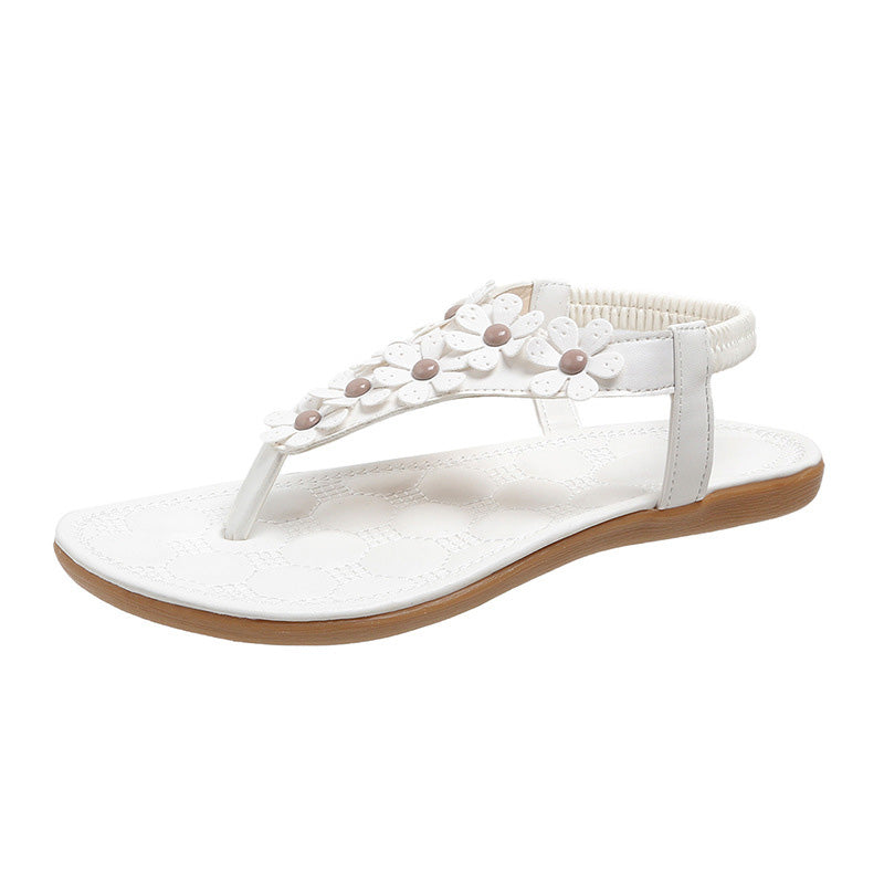 BloomGrace Sandals | Stylowe sandały z kwiatowym detalem dla kobiet-Biały-35-Trend Polska