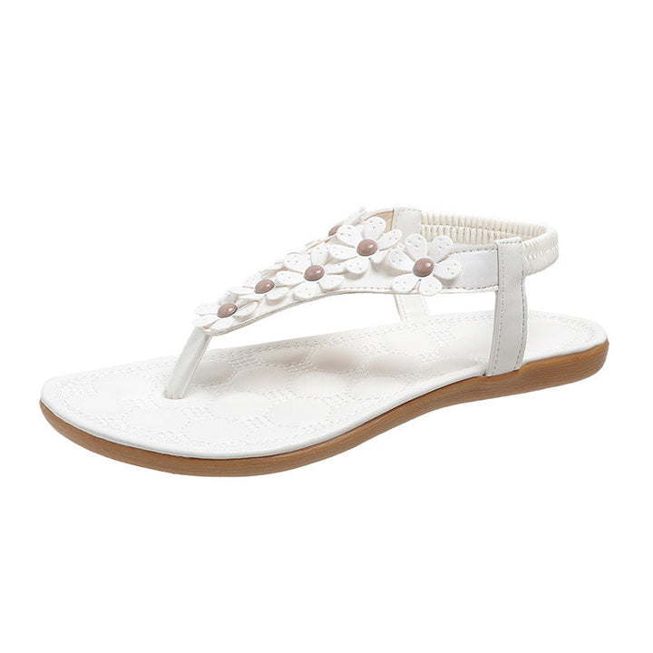 BloomGrace Sandals | Stylowe sandały z kwiatowym detalem dla kobiet-Biały-35-Trend Polska