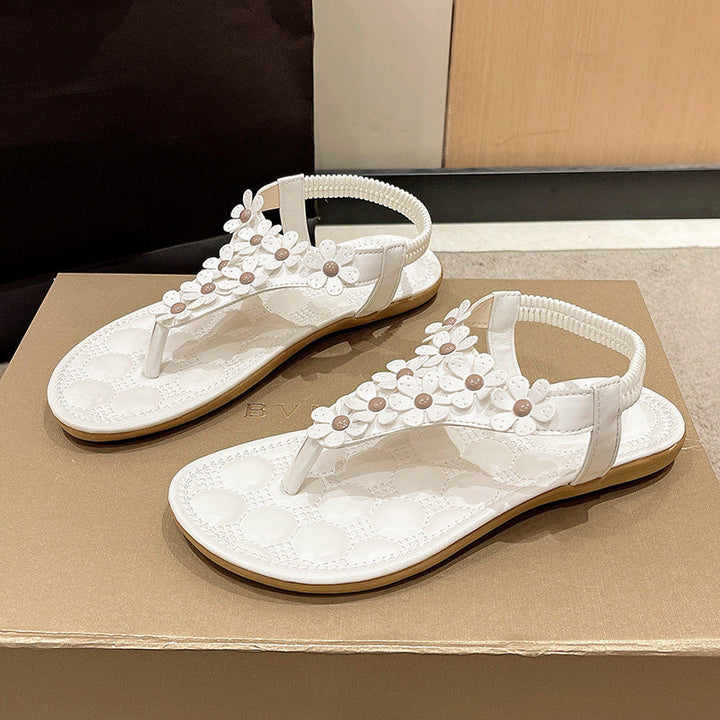 BloomGrace Sandals | Stylowe sandały z kwiatowym detalem dla kobiet-Biały-35-Trend Polska
