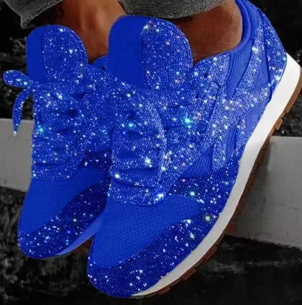 Błyszczące damskie sneakersy z sportowym komfortem – Leona-Niebieski-35-Trend Polska