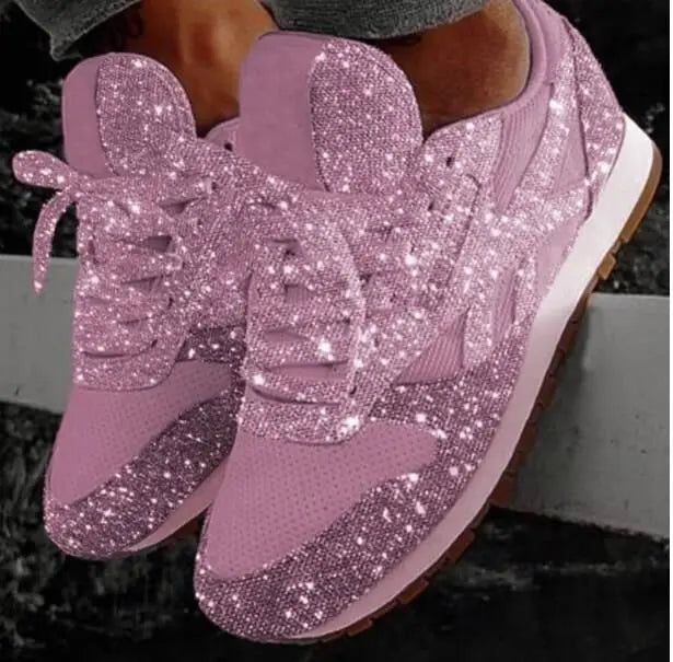 Błyszczące damskie sneakersy z sportowym komfortem – Leona-Różowy-35-Trend Polska