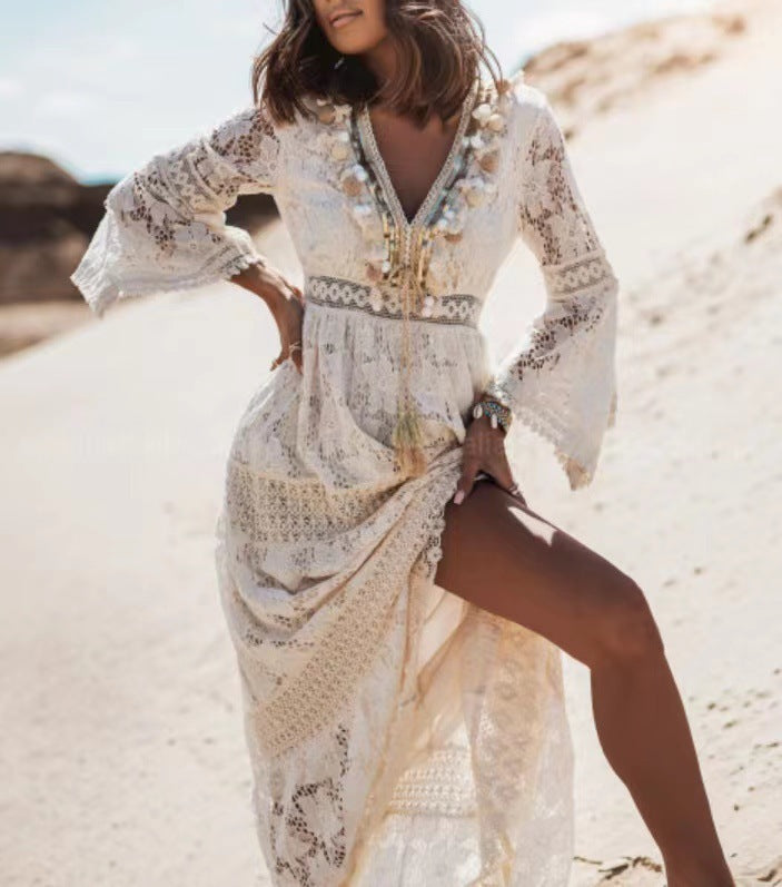 Boho Maxi Sukienka - Elvira-Beżowy-S-Trend Polska