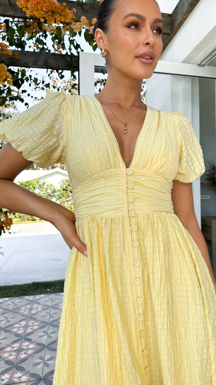 Boho-maxi sukienka z dekoltem w serek i listwą z guzikami – Yara-Niebieski-S-Trend Polska