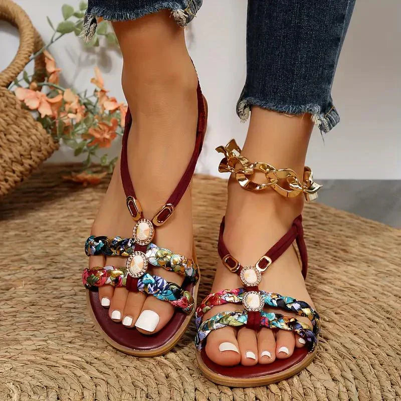 Boho-perły Slip-On letnie sandały – Amira-Rot-35-Trend Polska