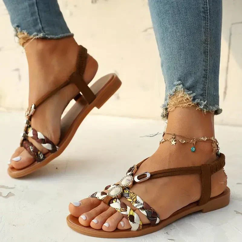Boho-perły Slip-On letnie sandały – Amira-Rot-35-Trend Polska