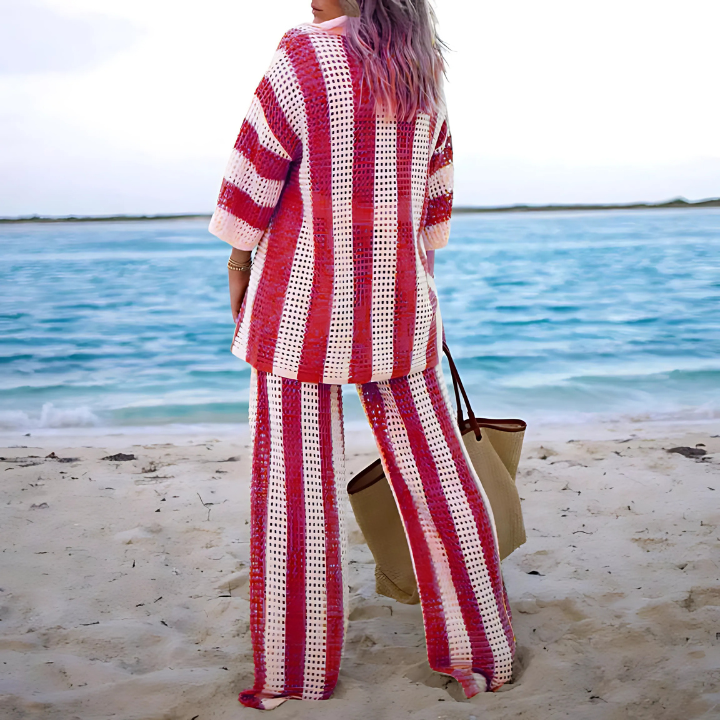 Boho Zestaw Plażowy Damski – Salina-Różowy-S-Trend Polska