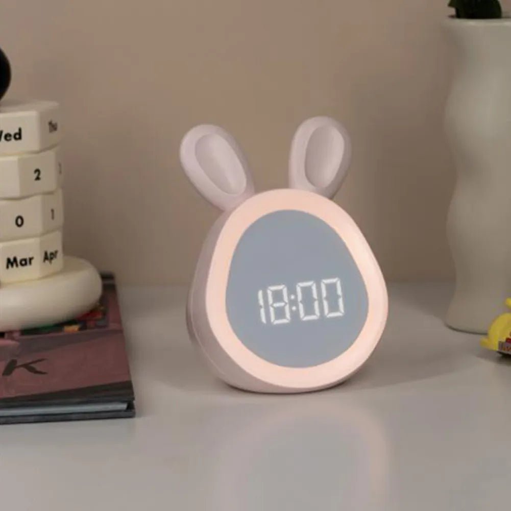 Budzik w kształcie królika z lampką nocną LED - BunniGlow-Różowy-Trend Polska
