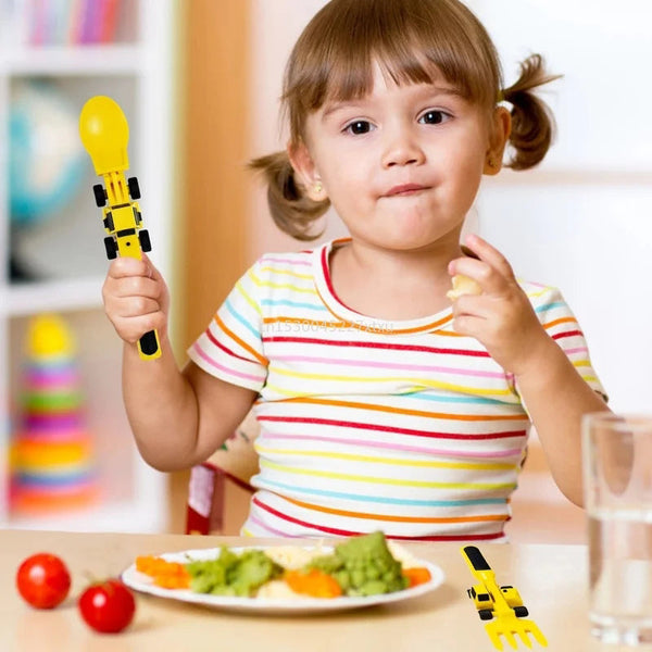 Buldożerowy Zestaw Sztućców dla Dzieci - ConstructoFork-Zestaw 3 Widelców-Trend Polska