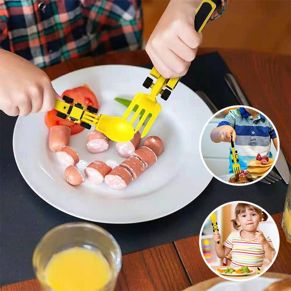 Buldożerowy Zestaw Sztućców dla Dzieci - ConstructoFork-Zestaw 3 Widelców-Trend Polska