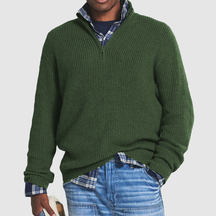 Business-Casual Męski sweter z zamkiem - Vincent-Czerwony-S-Trend Polska