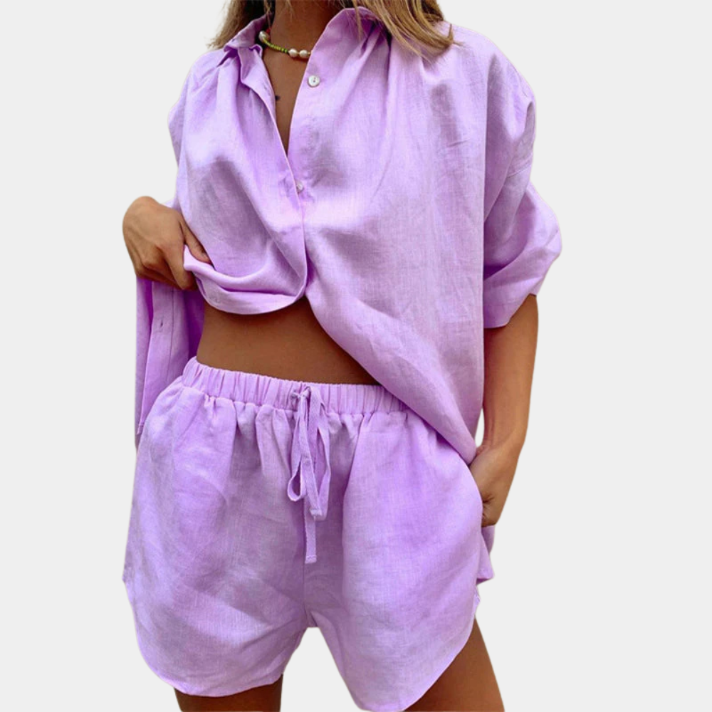 Casual 2-częściowy zestaw letni dla kobiet - Fiora-Fioletowy-XS-Trend Polska