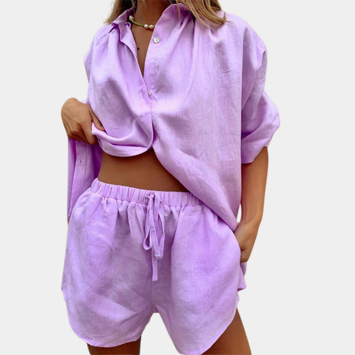 Casual 2-częściowy zestaw letni dla kobiet - Fiora-Fioletowy-XS-Trend Polska