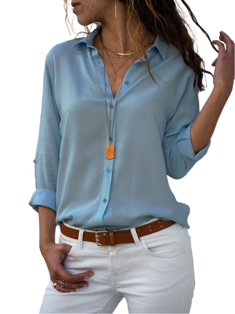 Casual Bluzka Damska o Ponadczasowym Stylu - Mira-Jasnoniebieski-S-Trend Polska