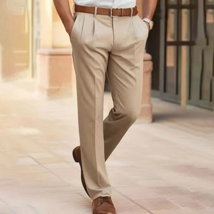 Casual Business Męskie Spodnie - Luca-Beżowy-XS-Trend Polska