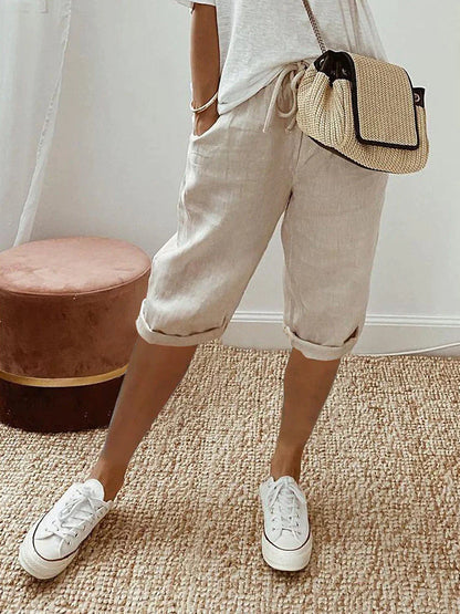 Casual Capribroek dla kobiet – Sophie-Beżowy-S-Trend Polska