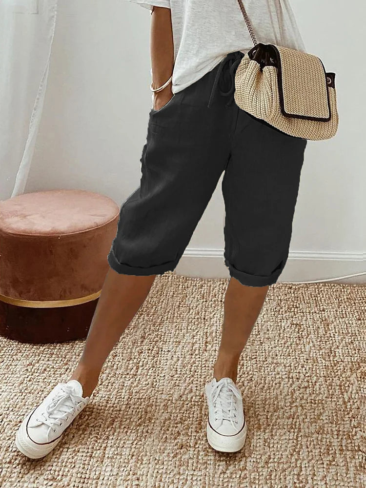 Casual Capribroek dla kobiet – Sophie-Czarny-S-Trend Polska