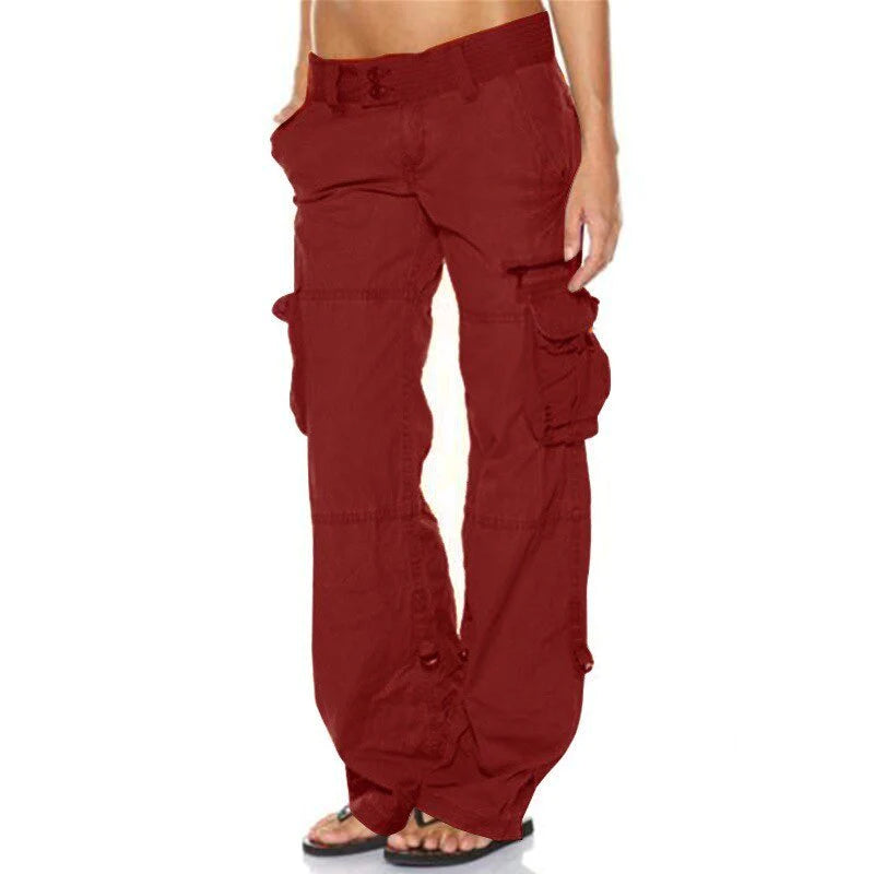 Casual Cargo Spodnie dla Damas - Nova-Czerwony-S-Trend Polska