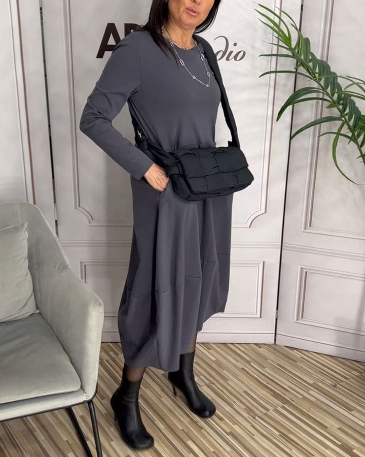 Casual Codzienna Sukienka z Okrągłym Dekoltem - Sophie-S-Trend Polska