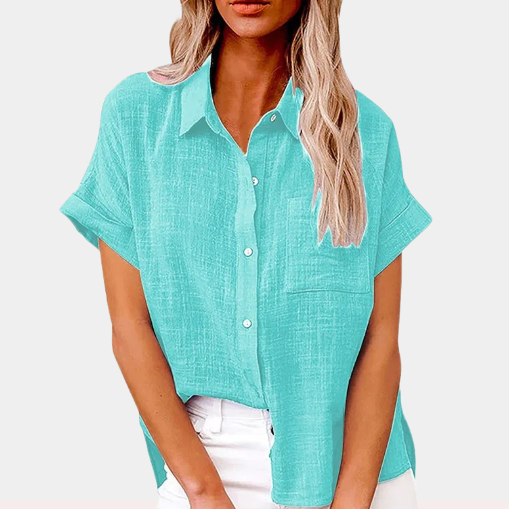Casual damska letnia bluzka – Noémie-Jasnoniebieski-S-Trend Polska