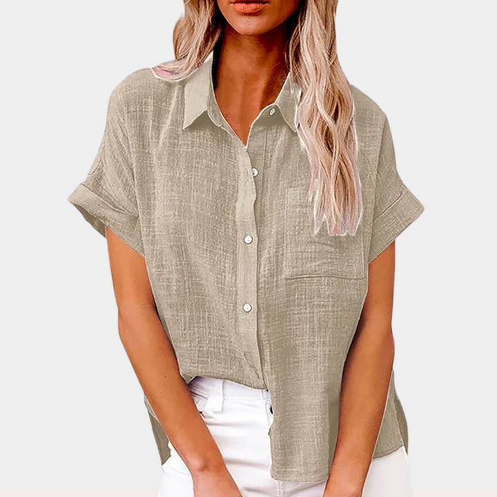 Casual damska letnia bluzka – Noémie-Khaki-S-Trend Polska